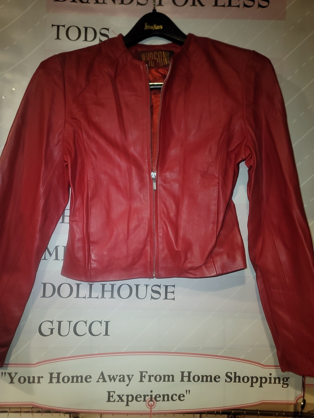 Hudson Outerwear Red Leather Zip-Front Women's Jacket
